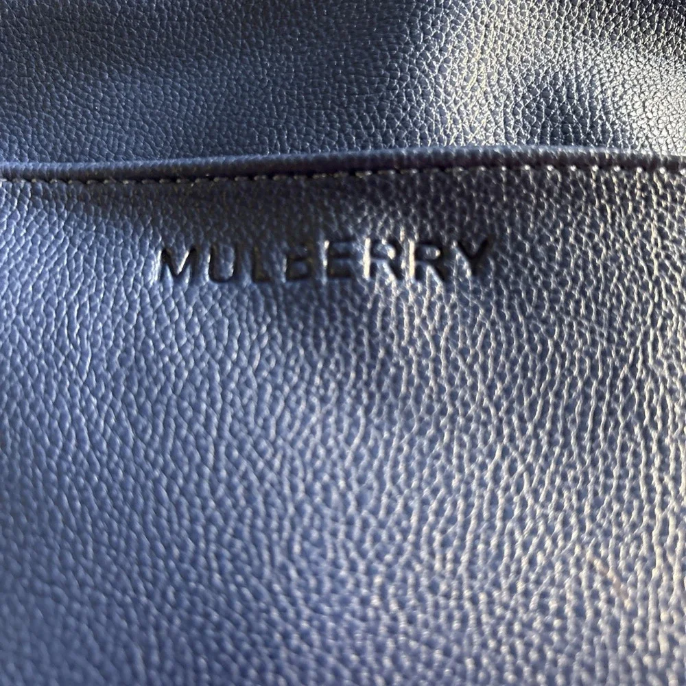 Mulberry‎ Satchel Bag Pigment Blue Pebble Leather Crossbody Handbag Designer